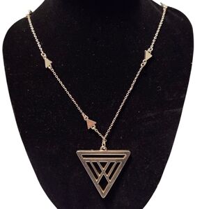 Canadian Made Silver Tone Geo design Long Necklace From FOXY